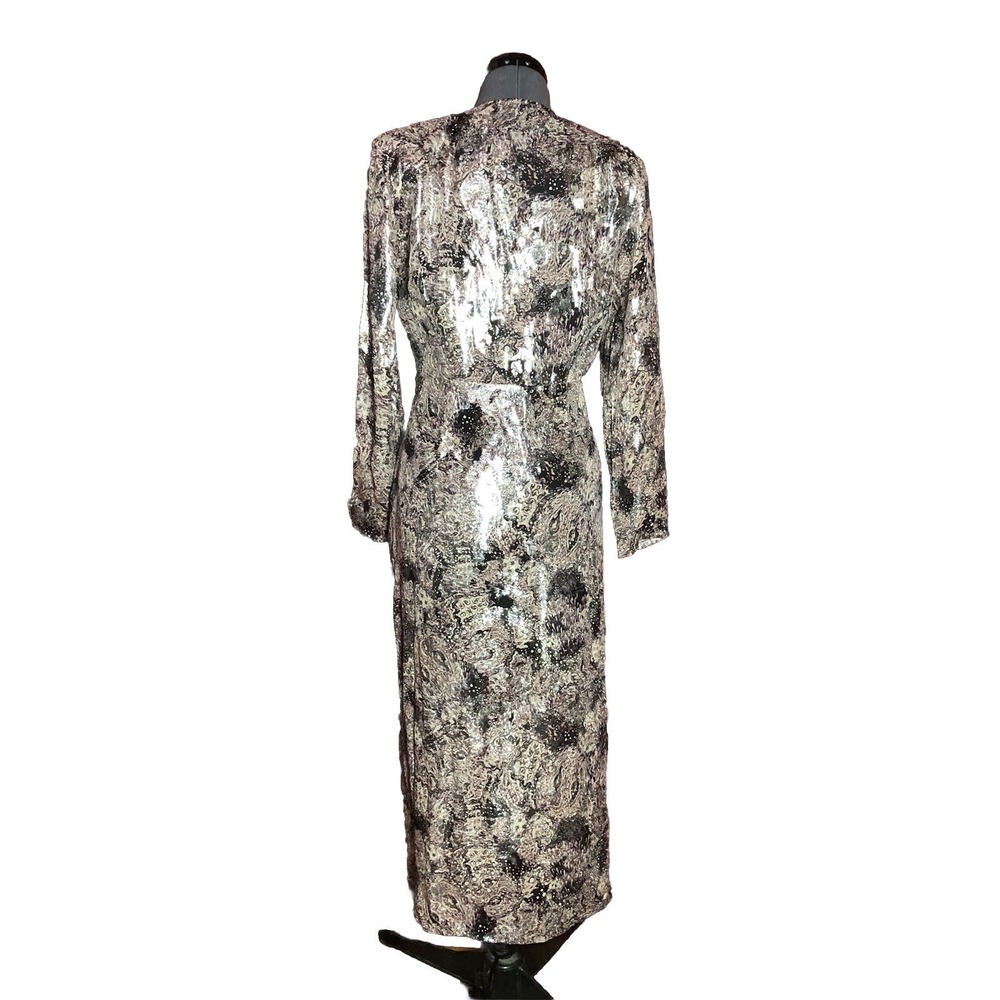 IRO Rouniea Dress Twist-Front Printed Fill Coupé Silk MIDI FR 40 U.S. 8 - Picture 9 of 15